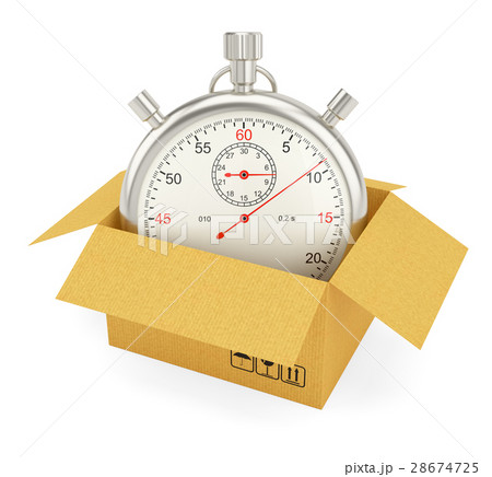 Open Cardboard Box with Stopwatch Open Cardboard Box with Stopwatch 28674725