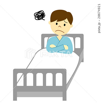 入院している男性のイラスト素材