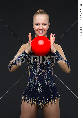 Gymnastist girl with red ball 28675536