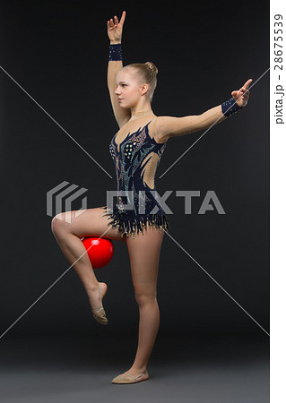 Gymnastist girl with red ball 28675539
