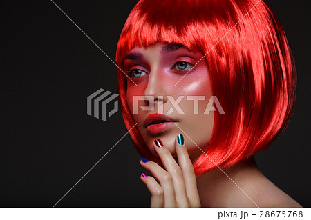 Beautiful girl in red wig Beautiful girl in red wig 28675768