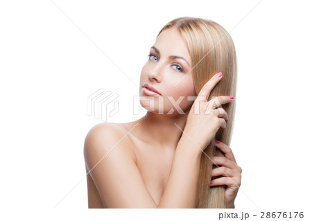 Beautiful girl with silky blond hair Beautiful girl with silky blond hair 28676176
