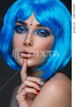 Beautiful girl in blue wig Beautiful girl in blue wig 28676365