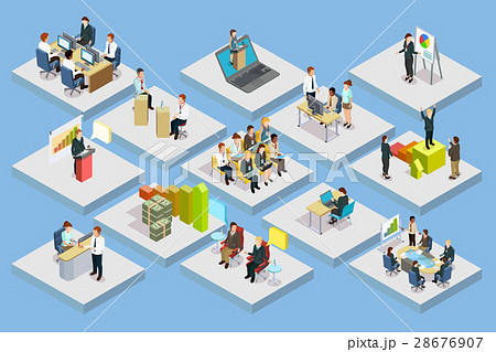 Business Training Isometric Setのイラスト素材