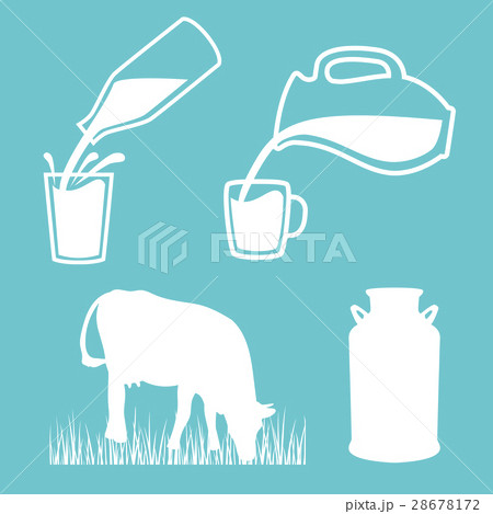 Natural milk symbol or logo. Cow, Milk can, Natural milk symbol or logo. Cow, Milk can, 28678172
