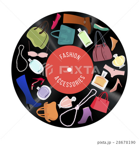 Patch of Woman accessories on vinil disk Patch of Woman accessories on vinil disk 28678190