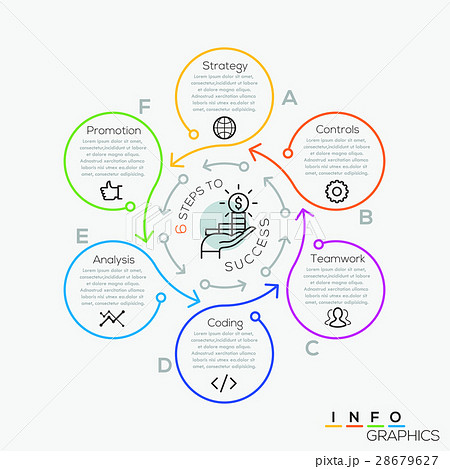 thin line minimal arrow business cycle template のイラスト素材