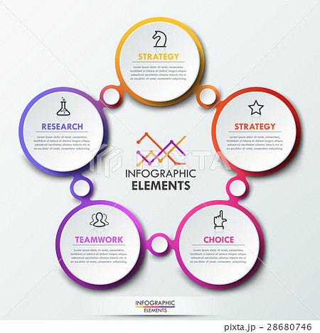 Infographic design template with 5 connected 28680746