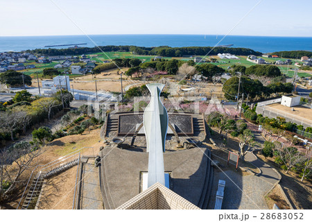 地球の丸く見える丘展望館からのパノラマ風景 南 （千葉県銚子市） 2017年2月撮影 28683052