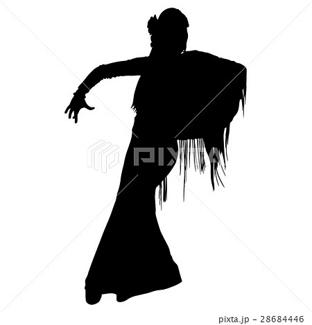 One black silhouette of female flamenco dancer 28684446