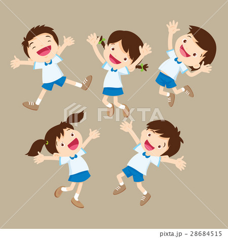 student boy and girl jumping happy various actions student boy and girl jumping happy various actions 28684515