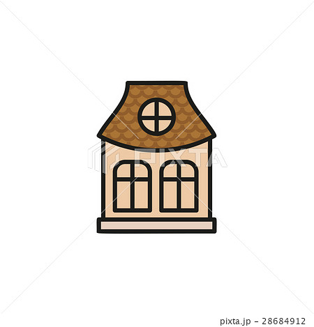 Isolated pink color low-rise municipal house in 28684912