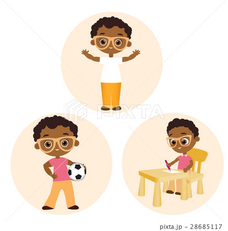 Set African American boy with glasses. Set African American boy with glasses. 28685117