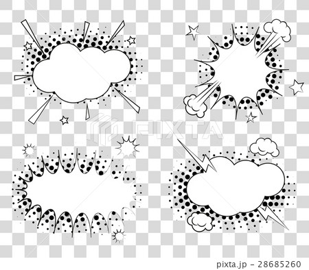 Set Comic speech bubbles with halftone shadows. Set Comic speech bubbles with halftone shadows. 28685260