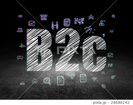 Business concept: B2c in grunge dark room 28686242