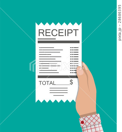 Hand holds receipt. Paper invoice. Total bill Hand holds receipt. Paper invoice. Total bill 28686395