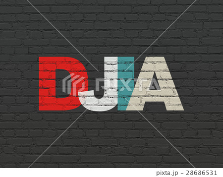 Stock market indexes concept: DJIA on wall 28686531