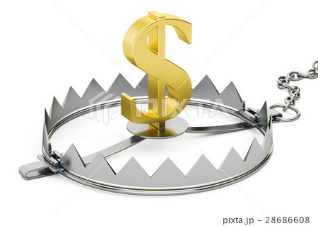 money trap with dollar, 3D rendering 28686608