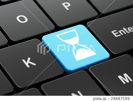 Time concept: Hourglass on computer keyboard 28687599