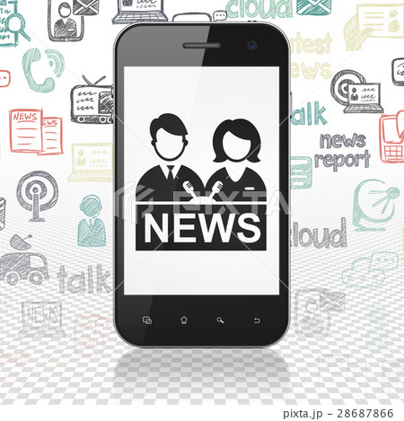 News concept: Smartphone with Anchorman on display 28687866