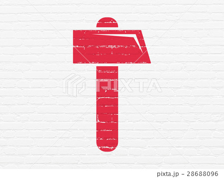 Building construction concept: Hammer on wall 28688096