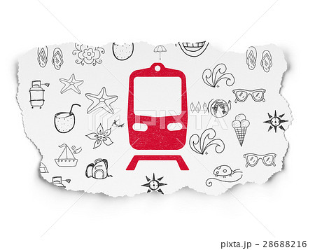 Tourism concept: Train on Torn Paper background 28688216