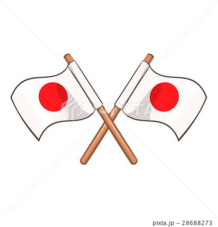 Crossed flags of Japan icon, cartoon style 28688273