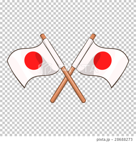 Crossed flags of Japan icon, cartoon style 28688273