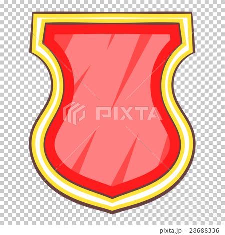 Red shield icon, cartoon style 28688336