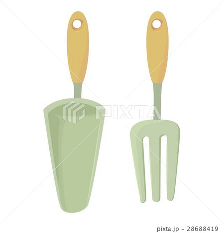 Shovel and fork icon, cartoon style 28688419