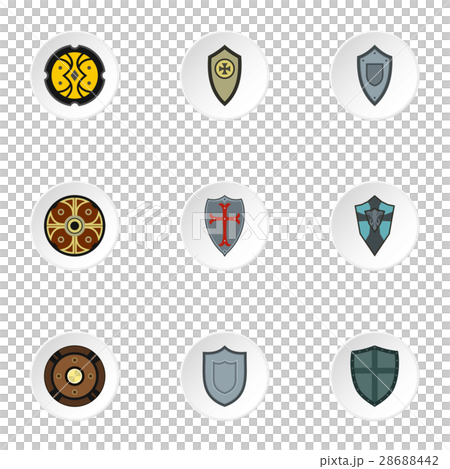 Military shieldd icons set, flat style Military shieldd icons set, flat style 28688442