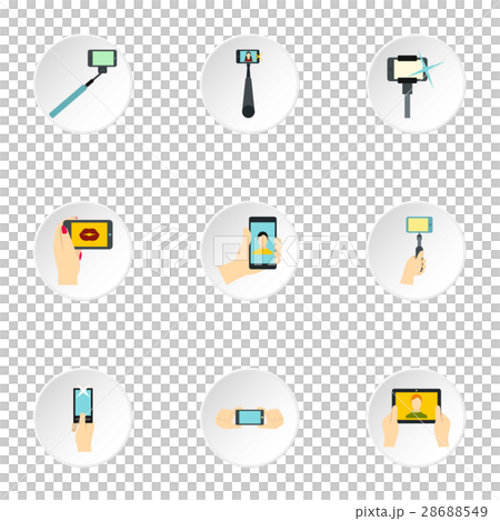 Selfie icons set, flat style Selfie icons set, flat style 28688549