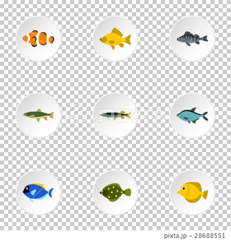 River fish icons set, flat style River fish icons set, flat style 28688551