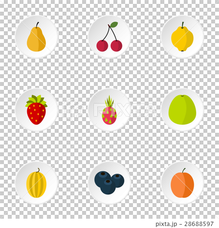 Orchard fruits icons set, flat style Orchard fruits icons set, flat style 28688597