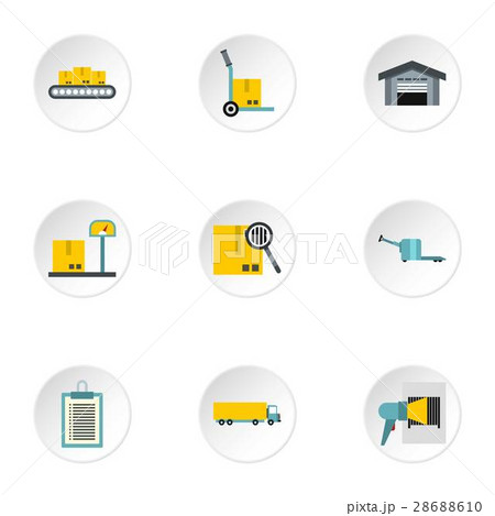 Warehouse icons set, flat style 28688610