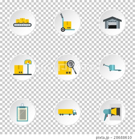 Warehouse icons set, flat style 28688610