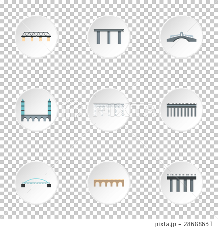 Facility for crossing river icons set, flat style 28688631