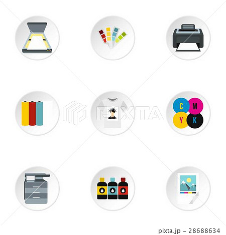 Printing services icons set, flat style 28688634