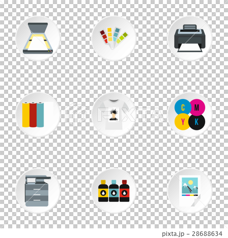 Printing services icons set, flat style 28688634
