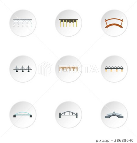 Bridge icons set, flat style 28688640