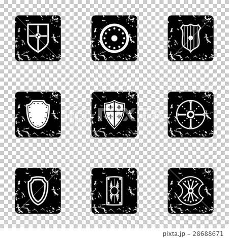 Army shield icons set, grunge style 28688671
