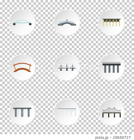 Bridge transition icons set, flat style - Stock Illustration [28688727 ...