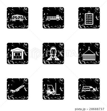 Shipping icons set, grunge style Shipping icons set, grunge style 28688737