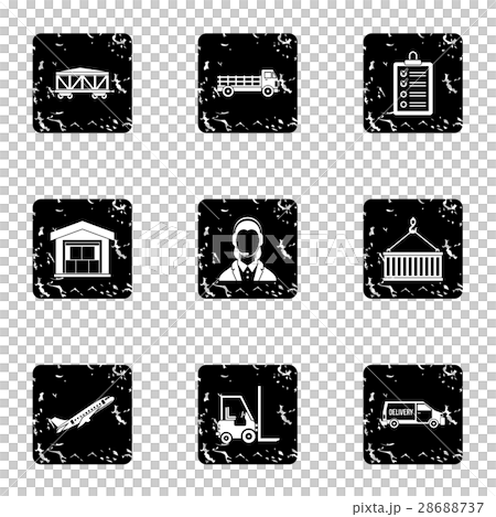 Shipping icons set, grunge style Shipping icons set, grunge style 28688737