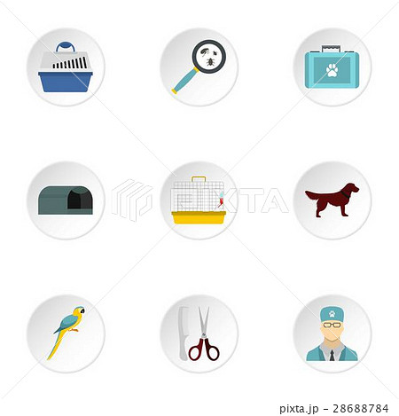 Veterinary animals icons set, flat style 28688784
