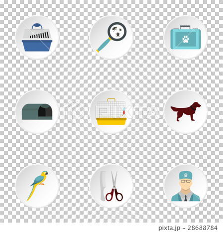 Veterinary animals icons set, flat style 28688784