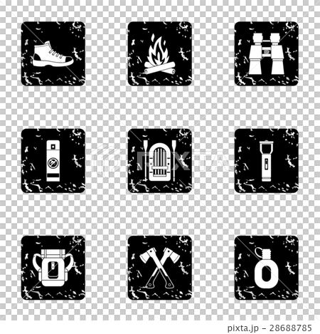 Nature tourism icons set, grunge style 28688785