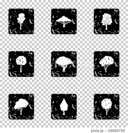 Types of trees icons set, grunge style Types of trees icons set, grunge style 28688789