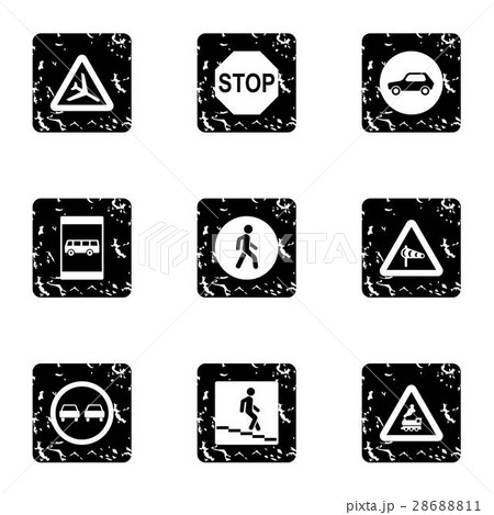 Traffic sign icons set, grunge style 28688811
