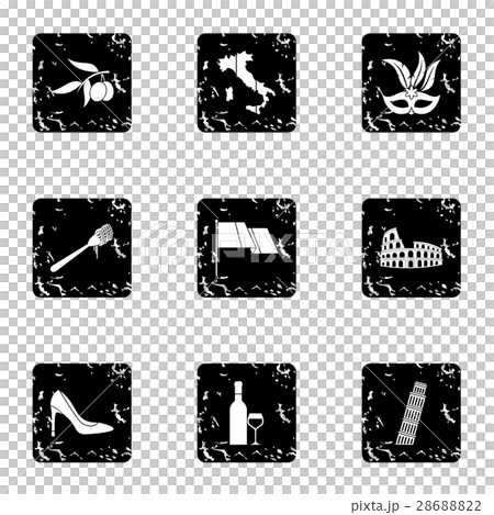 Holiday in Italy icons set, grunge style Holiday in Italy icons set, grunge style 28688822